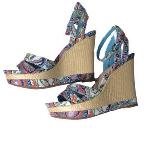 Gianni Bini Paisley Wedge Sandal Mules/Slides 🌹